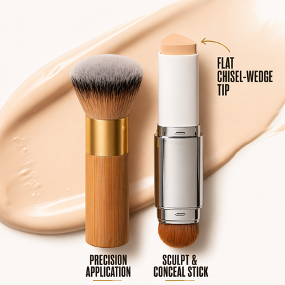 Warm Nude Essentials - concealer & powder brush bundle